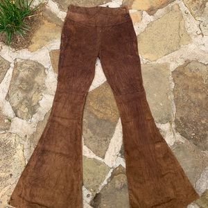 Genuine Leather Flare Pants